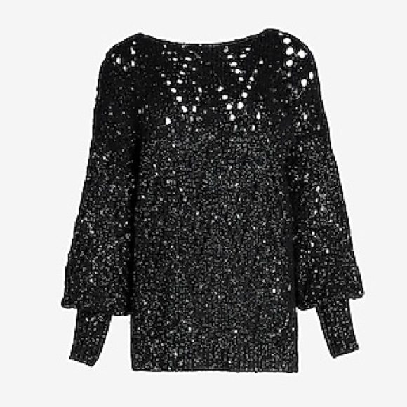 Express Balloon Sleeve Metallic Open Knit Sweater | Sz M - Picture 1 of 4